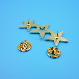 Broches de estrella de metal dorado electrochapado, de aleación de zinc, huecos, geométricos, de cinco puntas, para regalo, unisex - Product Image 2