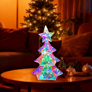 ต้นคริสต์มาสโฮโลแกรม LED ส่องแสงระยิบระยับ ทำมือ เป็นมิตรกับสิ่งแวดล้อม ทันสมัย ขนาด 33 ซม. สำหรับตกแต่งภายในบ้านในช่วงคริสต์มาส ใช้พอร์ต USB - Product Image 2
