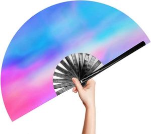 High 13Inch <b>Large</b> Custom Rave Hand <b>Fans</b> for Parties Quality Bamboo Craft Gift - Product Image 3