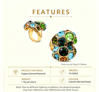 Bague pour femme en plaqué or 18 carats, massif, style mode exagéré, poli, antique, surréalisme, vintage, avec pierre précieuse