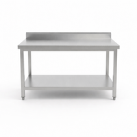 Table de travail en acier inoxydable réglable à double étagère pour cuisine commerciale, 304 201