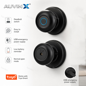 AUVINX Kunci Pintu <span class=keywords><strong>Digital</strong></span> Pintar Sidik Jari Smart <span class=keywords><strong>Door</strong></span> Lock Tuya BT Tanpa Kunci Deadbolt Knob Lock - Product Image 2