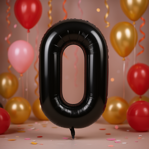 Globo de Número 0 de Mylar Negro de 40 Pulgadas, Tamaño Grande para Decoraciones de Bodas y Fiestas de Cumpleaños - Product Image 2