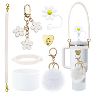 Accessoires de tasse pour gobelet avec botte en silicone paille Topper couverture capuchon bâton crochet porte-clés décoration anneau poignée Portable