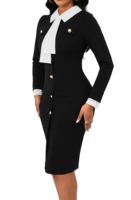 Robe élégante formelle pour femmes, longueur genoux, silhouette crayon, tissu en nylon, antistatique, broderie à la main, tenue de travail