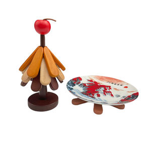 Dessous de plat en bois pour plats chauds Ensemble de dessous de plat en forme de rectangle 4 dessous de plat + 1 support Arbre de Noël de style moderne durable et peu encombrant - Product Image 3