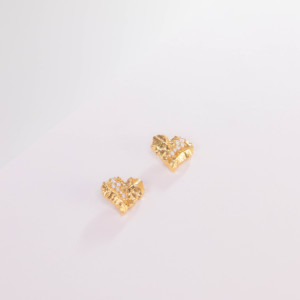 Pendientes de Botón con Diseño de Corazón Chapados en Oro de 18k, Estilo Hip Hop, para Mujer - Product Image 4