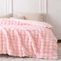 Couverture en polaire 3D à bulles pour canapé - Couverture moelleuse ultra douce blanche pour canapé, chambre à coucher, couverture confortable pour toutes les saisons 50"x60"