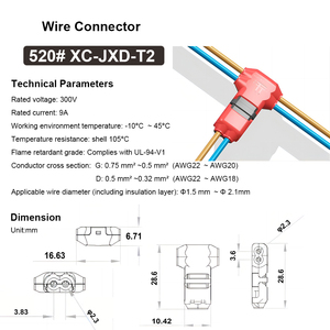 <span class=keywords><strong>Max</strong></span> DC/AC 300V 10A Self Stripping <span class=keywords><strong>T</strong></span> Tap Wire Splicer ramas a cable principal 2 Pin <span class=keywords><strong>T</strong></span> conector para coche iluminación LED Video - Product Image 2