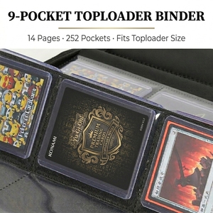 Pronto per la Spedizione: Raccoglitore a 9 Tasche con 252 Scomparti in Pelle PU con Cerniera per <span class=keywords><strong>Carte</strong></span> Collezionabili Pokemon TCG e Sportive - Product Image 2