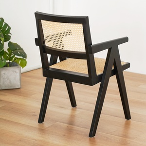 Sillas de comedor modernas para exteriores, reposabrazos de respaldo de ratán auténtico de madera maciza, superventas para hogares, cafeterías, fábrica, producción en masa - Product Image 3