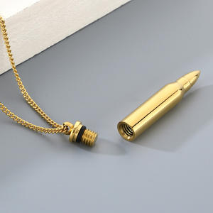 Içi boş tasarım paslanmaz çelik mermi Urn kolye kolye sevdiklerinin kül veya taşınabilir parfüm depolama kremasyon için - Product Image 2
