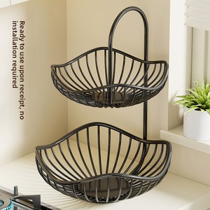 Cesta de Almacenamiento de Cebolla, Jengibre y Ajo para Cocina, Estante de Exhibición de Verduras para Escritorio, Multifuncional para el Hogar, de Doble Capa para Sala de Estar - Product Image 5
