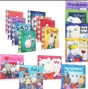 Serie di 18 Libri Illustrati in Inglese 'Im Feeling Love/Sad' con Coniglietto Mochi, Rilegatura Morbida, Gestione Emozionale EQ, Prodotti in Cina - Product Image 2