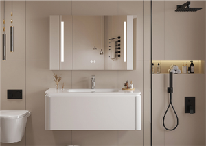 <span class=keywords><strong>Mueble</strong></span> de <span class=keywords><strong>Baño</strong></span> Moderno de Madera Maciza con Espejo Multifuncional, Lámpara y Amplio Espacio de Almacenamiento, Diseño Cuadrado para Colgar en la Pared, Última Moda 2026 - Product Image 6