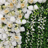 Backdrop Bunga Buatan Tangan Ramah Lingkungan 8ft X 8ft, Tanaman Rumput, Tanaman Rambat Gantung, Dinding Mawar Putih Buatan, untuk Fotografi