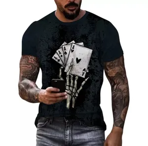 पुरुषों के थोक के लिए ब्लैक प्रिंटेड हिप हॉप मैन कॉटन टी शर्ट मेन ओवरसाइज़