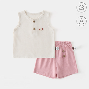 Guai Ropa para bebé, chaleco sin mangas + pantalones cortos, suave, ligero y transpirable, conjunto para bebés <span class=keywords><strong>de</strong></span> 0 a 24 <span class=keywords><strong>meses</strong></span> - Product Image 6