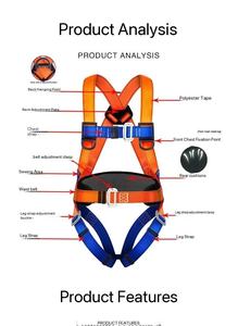Five-Point High-Altitude Work Harness Complete Polyester Full Body <span class=keywords><strong>Safety</strong></span> Fall Protection Set Double Hook Fall Prevention - Product Image 5