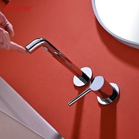 Robinet de lavabo encastré mural préinstallé pour lavabo à eau chaude et froide au design moderne