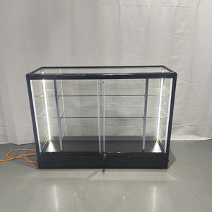 Vitrine d'exposition en verre avec cadre en aluminium incurvé, couleur personnalisée, moderne et économique, éclairage LED robuste et écologique pour - Product Image 2