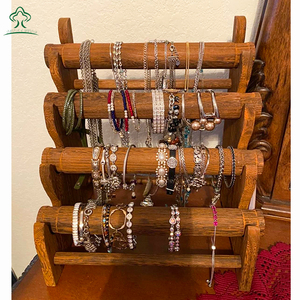 Escaparate y almacenamiento en el hogar antiguo de madera 4 niveles joyería pulsera soporte de exhibición brazalete Scrunchie organizador titular para tienda - Product Image 5