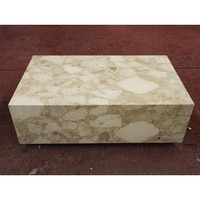 Table basse en marbre beige Kunis Breccia sur mesure SH STONE, design moderne rectangulaire, marbre Ceppo Romano, meubles de maison
