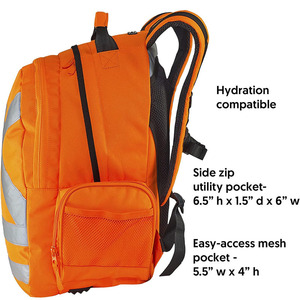 New Hi Vis <b>Backpack</b> <b>Heavy</b> <b>Duty</b> Safety and Motorcycle <b>Backpack</b> with Front and Back Reflective - Product Image 4