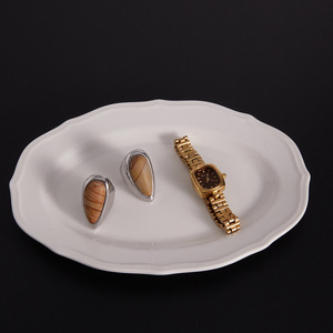 Verklaring: Grote ring van roestvrij staal met ovale traanvormige steen, trouwring van roestvrij staal, zilveren ring voor dames - Product Image 5