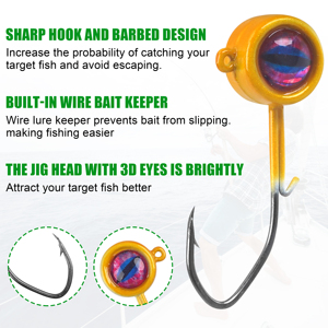 25 pezzi di giga Crappie con giga da pesca con occhi 3D 1/32 1/16 1/8OZ giga da pesca teste ami verme per spigola da trota - Product Image 3