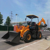 Multifunktionaler Mini-Bagger mit Frontlader und Anbaugeräten, Gabelstapler, 4x4 Radlader-Bagger zum Verkauf