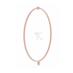 Pear Drop Diamond Tennis <b>Necklace</b> 14K <b>Solid</b> Gold Teardrop Halo Pendant Lab Grown Round Brilliant Bridal Fine Jewelry - Product Image 6