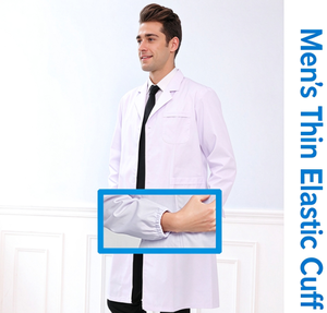 Uniforme Médico de Polialgodón Blanco con Cuello de Traje, Manga Larga, Botones y Puños Elásticos, Delgado y Grueso, para Hospital, Salón y Laboratorio - Product Image 3