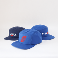 Casquettes de course pour hommes à 5 panneaux à visière plate, en nylon imperméable, à séchage rapide, avec logo brodé personnalisé, de haute qualité, vente en gros