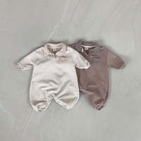 Barboteuse bébé en tissu gaufré avec poches et manches, 3-18 mois, beige, pour nouveau-né, en velours, pour prématuré, à volants, vente en gros