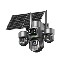 Cámara de Seguridad IP Solar 4G para Exteriores de 8MP, Multi-lente, PTZ de 360 Grados, Visión Nocturna a Todo Color, Seguimiento de Movimiento, con Tarjeta SIM 4G