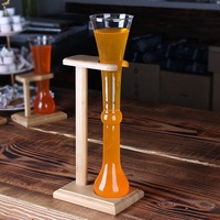 Verre à bière artisanal soufflé à la bouche, compatible Europe, avec support élégant en bois de bouleau, capacité 700 ml, pour consommation directe en cuisine
