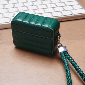 เคส AirPods ลายทางแนวนอน, PU+TPU นุ่มป้องกันรอยขีดข่วนพร้อมสายคล้อง - Product Image 2