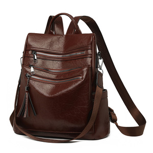 High Quality Women <b>Backpack</b> Purse Fashion Pu Leather <b>Large</b> Designer Travel Bag Ladies Shoulder Bags - Product Image 1