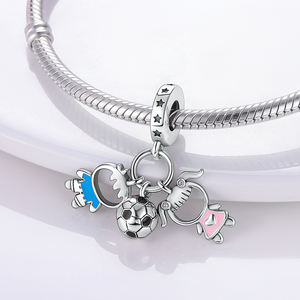 Abalorios de Plata MULA 925, Colgantes de Zapatillas y Camisetas de Fútbol de la Copa Europea, Compatibles con Pulseras Originales Pan, Joyería de Moda DIY - Product Image 2