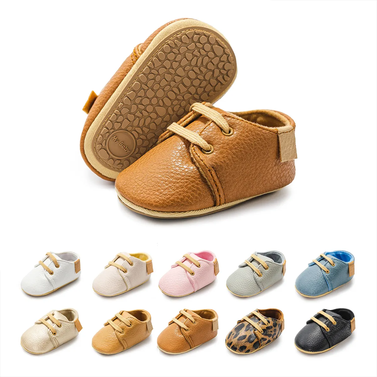 Alta Calidad recién nacido fiesta al aire libre suela de goma antideslizante 0-18 meses Zapatos de vestir para bebés zapatos de bebé para bebés