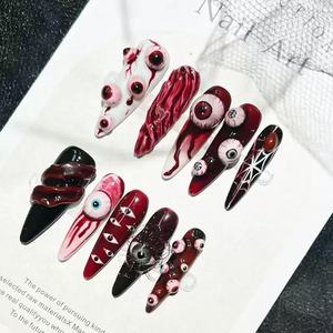 Halloween Press On Nails Set <b>Spider</b> Web Ghost Pumpkin False Nails Acrylic <b>Fake</b> Nails for Women Holiday Party Gift Wholesale - Product Image 2