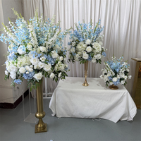 Arrangement floral IFG en gros, boules de fleurs d'hortensia blanches et bleues de 70 cm, 50 cm, 35 cm, centre de table pour la décoration de bouquets de mariage