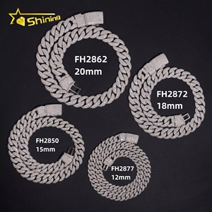 <span class=keywords><strong>Catena</strong></span> Cuban Link di Lusso Miami 12mm 15mm 18mm 20mm in <span class=keywords><strong>Argento</strong></span> Massiccio <span class=keywords><strong>925</strong></span> con Moissanite che Supera il Test del Tester, Stile Iced Out - Product Image 4