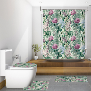 Tenda da Doccia di Lusso con Motivo a Bouquet di Perle, Elegante Stile Fantasia 3D con Diamanti, Set Tappetino e Tenda in Poliestere per Arredo Bagno - Product Image 4