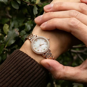 Stainless Steel Vintage Luxury Quartz Women's <b>Watch</b> with Custom Logo Option Bracelet Band Hidden Clasp - Product Image 3