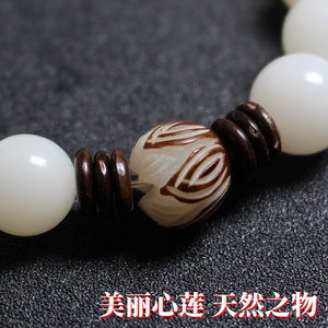 สร้อยข้อมือรากโพธิ์หยกขาว 12 มม. รูปทรงลูกบอล สไตล์ชาติพันธุ์ ดีไซน์เรขาคณิต สำหรับเครื่องประดับแฟชั่น - Product Image 5