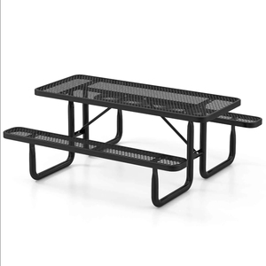 Outdoor Park Patio Furniture Metal <b>Dining</b> Picnic <b>Table</b> Thermoplastic Steel Restaurant Picnic <b>Table</b> and Chair Set HPIC35 Picnic O - Product Image 1
