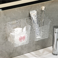 Boîte de rangement murale moderne transparente à motif glacier, robuste et étanche, sans perçage, pour outils cosmétiques