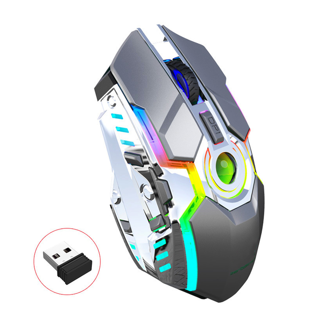 Factory New Model Rechargeable USB Mini Optical Sensor Gaming Mouse 7 Buttons 7-RGB Lighting Wireless for Laptops Desktop